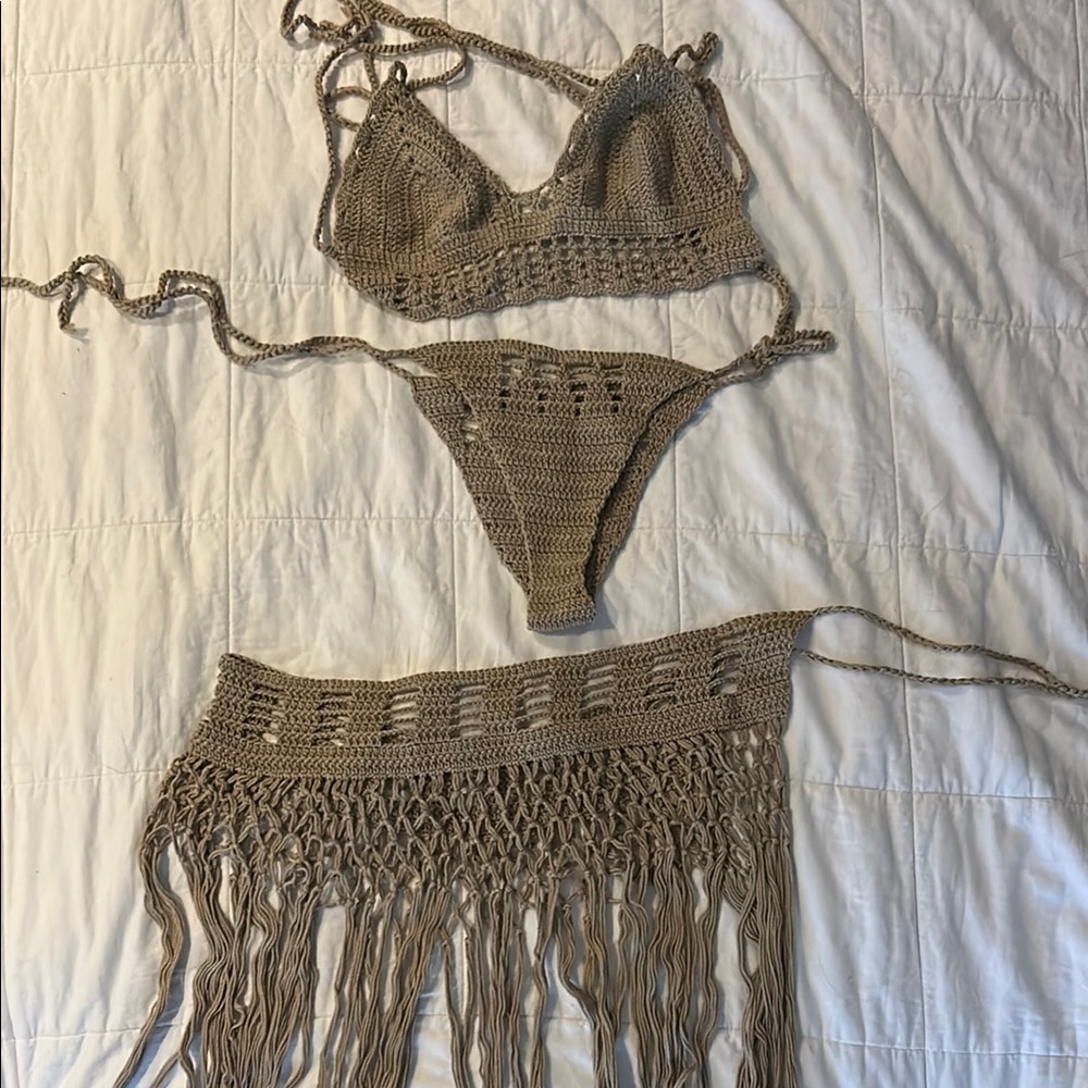 Brown Handmade in Mexico Crochet Bikini Set - Never worn